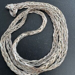 925 Sterling Silver Braided Three-Strand Necklace